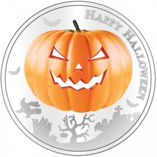 Niue 2$ 2014 Silver 999.  1oz - Halloween Glow - In - The Dark Coin: Jack - O - Lantern photo