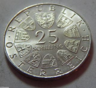1969 Austria Silver Commemorative 25 Schilling Coin -.  3344 Troy Oz Asw photo