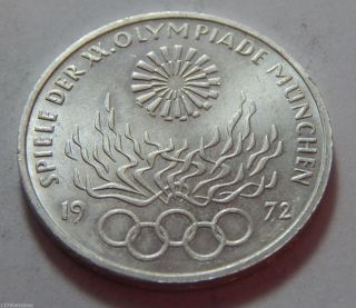 1972 - F Germany Coin Silver 10 Marks -.  3114 Troy Oz Asw - Commemorative Flame photo
