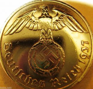 Nazi German 10 Reichspfennig 1937 - A Coin Third Reich Eagle Swastika Wwii photo