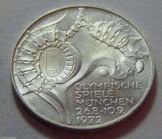 1972 - F Germany Coin Silver 10 Marks -.  3114 Troy Oz Asw - Commemorative Stadium photo
