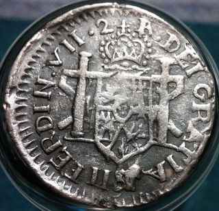1811 2 Reales Zacatecas Mexico Date Error Silver Ferdinand Vii Rare Ungraded photo