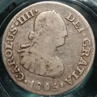 1805 - Mo Th 1/2 Real Mexico Carlos Iv Spanish Silver Colonial Coin Us S&h photo