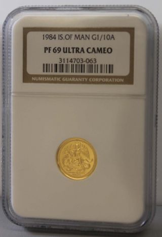 1984 Isle Of Man G1/10a Gold Coin - Ngc Grade Pf 69 Ultra Cameo photo
