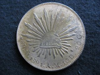 1891 Mexico 8 Reales Silver Coin Au Start At 0.  99 Cents Look photo