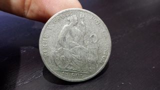 1929 Peru Half Unsol Very Low Km 216 Silver Coin photo