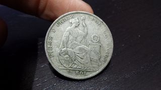 1929 Peru Half Unsol Very Low Km 216 Silver Coin photo