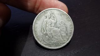 1923 Peru Half Unsol Very Low Km 216 Silver Coin photo