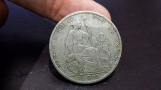 1928 Peru Half Unsol Very Low Km 216 Silver Coin photo