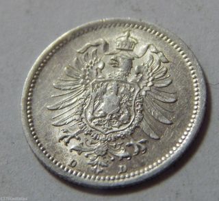 1874 - D Germany 20 Pfennig Silver Coin - Munich photo