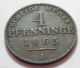 1865a Germany Prussia Copper 4 Pfennig Coin - Xf Detail Germany photo 1