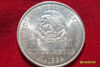 1954 5 Pesos Only 30,  000 Minted If Unfamamiliar With This Coin Do Your Research photo