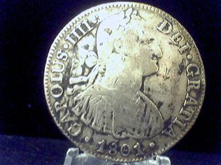 1801 Mo Mexico 8 Reale Real Silver Coin Charles Iiii Chop Mark Chopped Marked photo