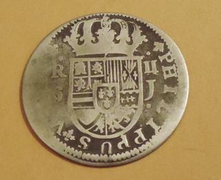 1721 Pirate Cob Felipe V 2 Reales Silver Spanish Coin photo