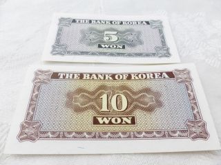 Fantastic Early 1960s Bank Of South Korea 10 Won 5 Won 2 In Total photo
