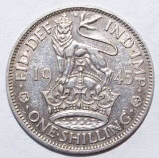1945 Great Britain Shilling,  Silver Coin - 2 - We Combine Shipment photo