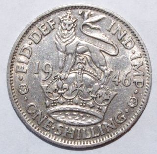 1946 Great Britain Shilling,  Silver Coin - 2 - We Combine Shipment photo