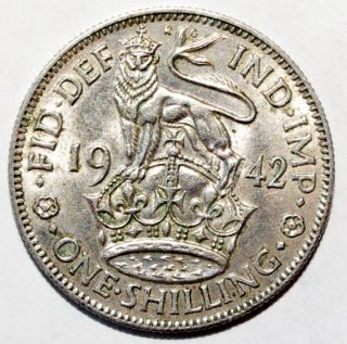 1942 Great Britain Shilling,  Silver Coin - 3 - We Combine Shipment photo