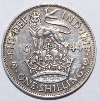 1944 Great Britain Shilling,  Silver Coin - 1 - We Combine Shipment photo