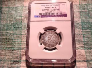 Silver M4 (1871) Japan 20s Au Details Surface Hairlines Ngc photo