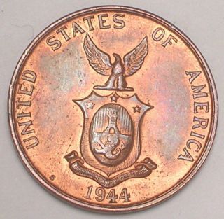 1944 S Philippines 1 Centavo Wwii Era Coin Xf photo
