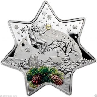 Niue 2012 Christmas Star With Swarovski Crystal Silver Proof Coin photo