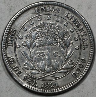 1871 Honduras Silver 25 Centavos Scarce 1 Year Type Coin photo