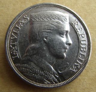 Latvia Silver Coin 5 Lati 1932 Latvian (3) photo