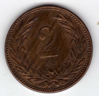 Hungary,  2 Filler 1894 K.  B. ,  Gorgeous Coin photo