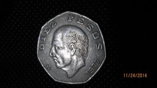 1977,  Diez Pesos,  Mexico $10 Pesos Coin Circulated,  3 photo