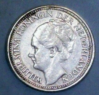 Netherlands 25 Cents 1939 Extra Fine 0.  6400 Silver Coin photo