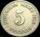 Germany - German Empire - German 1908a 5 Pfennig Coin - 107 Years Old Germany photo 1