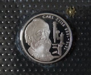 Germany 10 Mark Proof Silver Coin 1988 F Carl Zeiss photo