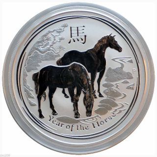 2014 2 Oz Australia Year Of The Horse Silver Coin photo