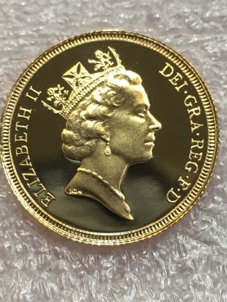 1987 United Kingdom Proof Full Sovereign Gold Coin - photo