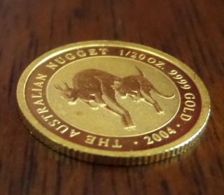 2004 Australian Nugget Kangaroo Gold Coin -.  999,  1/20 - Pristine photo