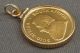 1980 South Africa Krugerrand Gold Coin 1/4 Oz In 14k Gold Fill Bezel Pendant Nr Africa photo 2