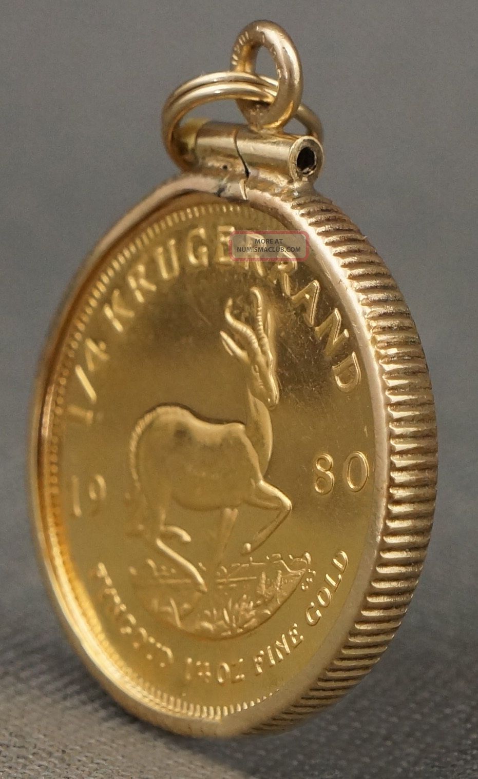 1980 South Africa Krugerrand Gold Coin 1 4 Oz In 14k Gold Fill Bezel 1980-south-africa-krugerrand-gold-coin-1-4-oz-in-14k-gold-fill-bezel