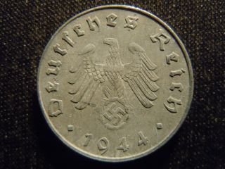1944 - E - German - Ww2 - 10 - Reichspfennig - Germany - Nazi Coin - Swastika - World - Ab - 2847 - Cent photo