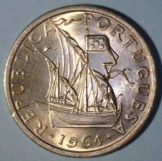 Portugal 5$00 Escudos 1964 Brilliant Uncirculated Coin - Ship photo
