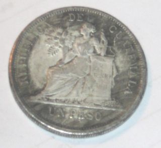 1894 Un Peso Rep De Guatemala Trade Dollar Silver Coin $1.  00 To Start photo