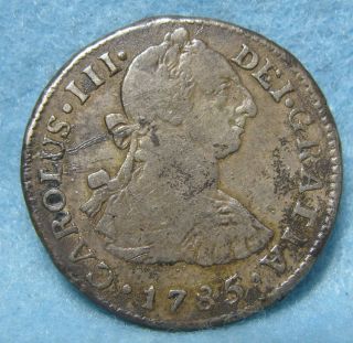 1785 Mae Mi Peru 2 Reales World Silver Coin photo