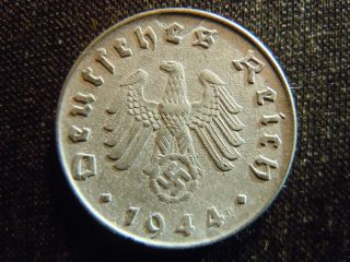 1944 - E - German - Ww2 - 10 - Reichspfennig - Germany - Nazi Coin - Swastika - World - Ab - 2993 - Cent photo