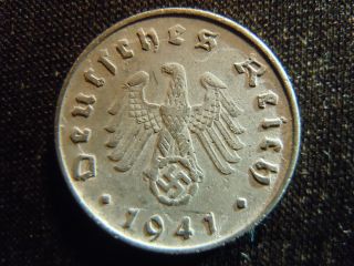 1941 - E - German - Ww2 - 10 - Reichspfennig - Germany - Nazi Coin - Swastika - World - Ab - 2992 - Cent photo