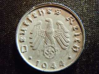 1944 - B - German - Ww2 - 10 - Reichspfennig - Germany - Nazi Coin - Swastika - World - Ab - 2994 - Cent photo