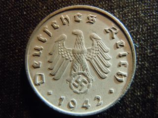 1942 - A - German - Ww2 - 10 - Reichspfennig - Germany - Nazi Coin - Swastika - World - Ab - 2990 - Cent photo
