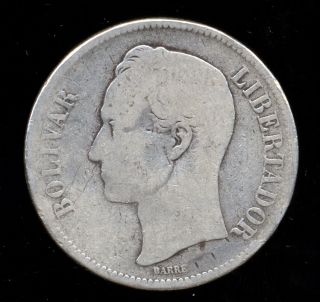 348 - Indalo - Venezuela.  Silver 5 Bolivares 1886.  Scarce photo