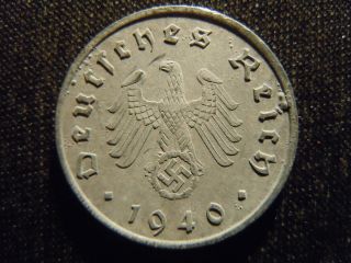 1940 - A - German - Ww2 - 10 - Reichspfennig - Germany - Nazi Coin - Swastika - World - Ab - 2809 - Cent photo