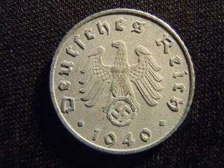 1940 - A - German - Ww2 - 5 - Reichspfennig - Germany - Nazi Coin - Swastika - World - Ab - 1893 - Cent photo