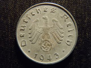 1943 - D - German - Ww2 - 10 - Reichspfennig - Germany - Nazi Coin - Swastika - World - Ab - 2808 - Cent photo